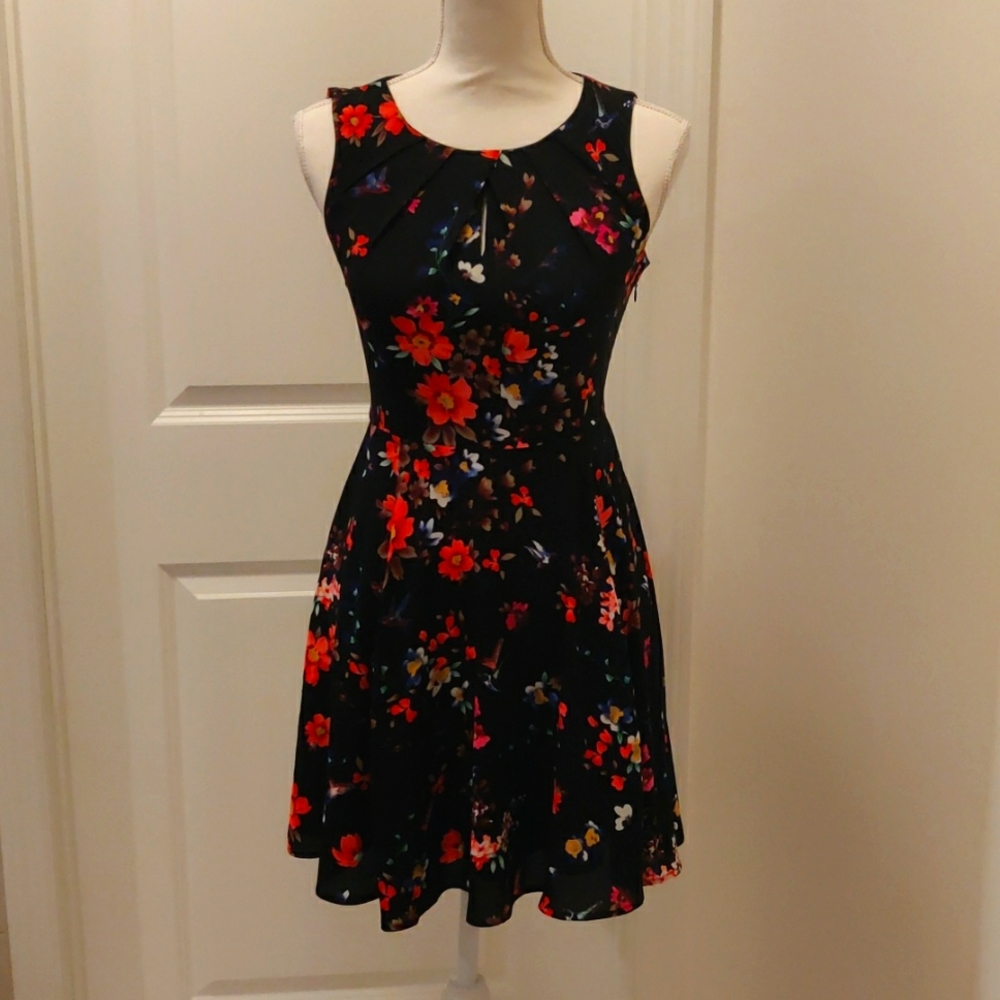 Express sz 0 sleeveless black multi color dress